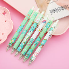 6pcs Matcha Green Dinosaur Gel Pen Set 0.5 Bullet Carbon Student Brush Pen