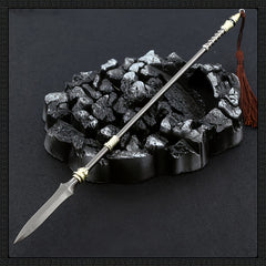 Mini Lance Halberd Spear Pendant Key Chain Weapon Model Toy Pendant