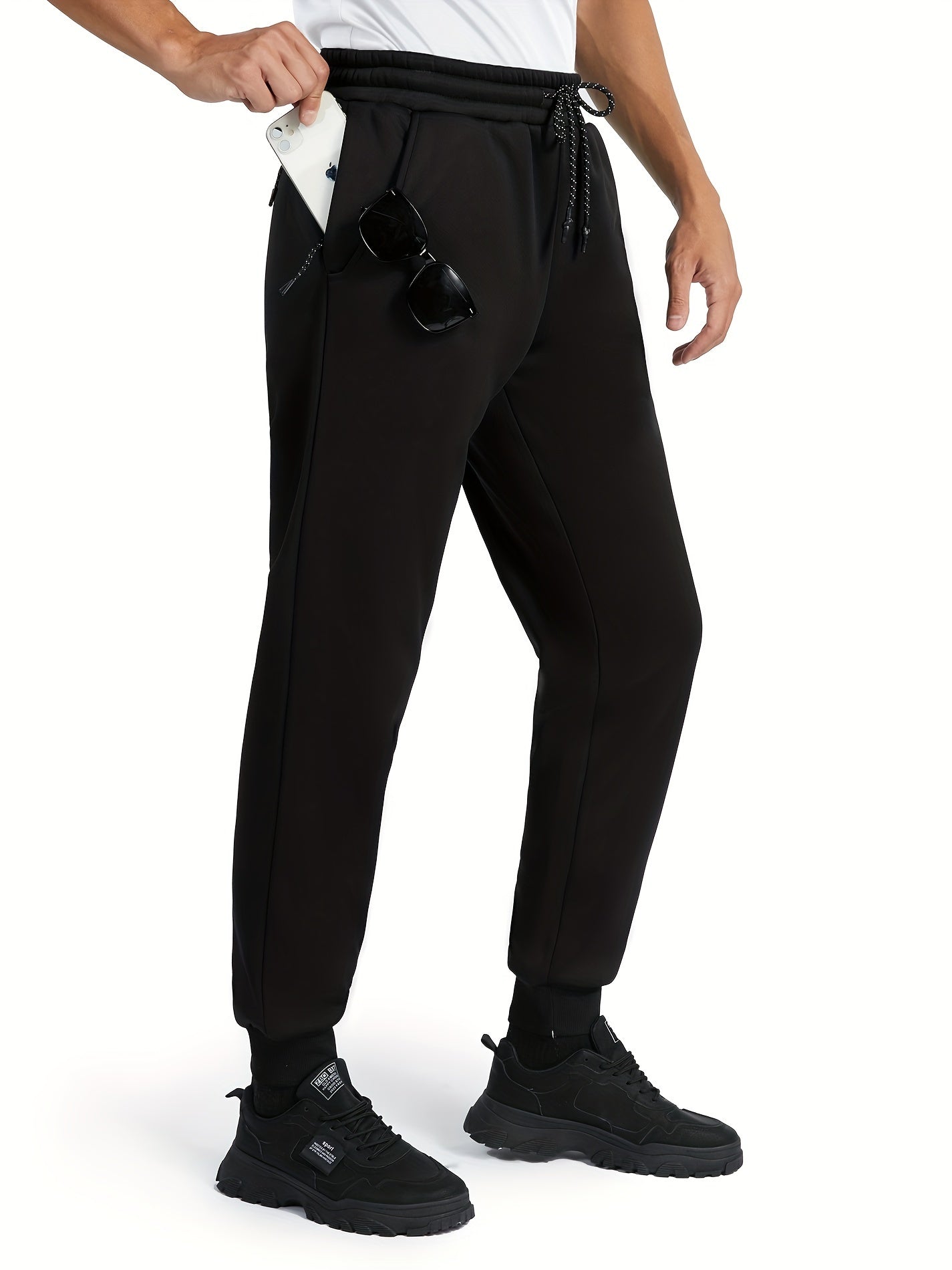 Men's Drawstring Fleece Sweatpants for Autumn Winter