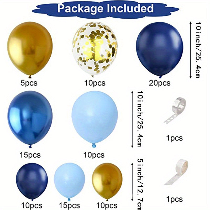 Navy Balloon Garland Arch Set Metallic Macaron Balloons Confetti