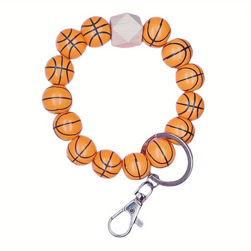 Sports Beaded Keychain Bracelet Baseball Volleyball Basketball Soccer Ten