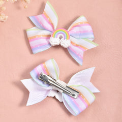 2pcs Cartoon Rainbow Bow Hair Clips for Girls