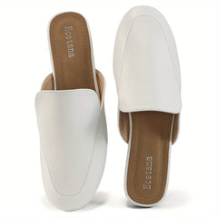 Women's Square Toe Mules Slip On Flat Loafers