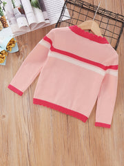 Striped Knitted Girls Sweater Pullover - Fall Winter Casual