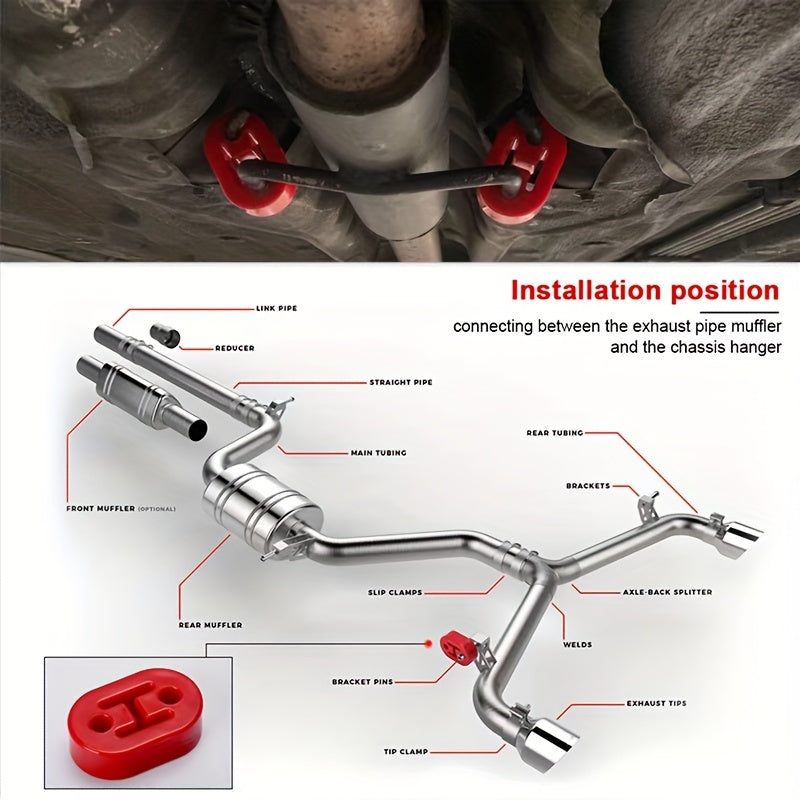 4pcs Universal Rubber Exhaust Hanger Muffler 2 Hole 0.47in Insulator Support