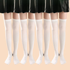 4 Pairs Solid Thigh High Stockings Over The Knee Socks
