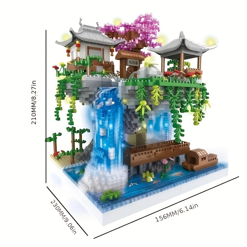 Chinese Architecture Building Set Peach Cherry Bonsai Tree Model
