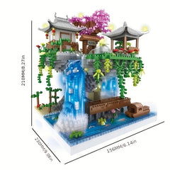 Chinese Architecture Building Set Peach Cherry Bonsai Tree Model
