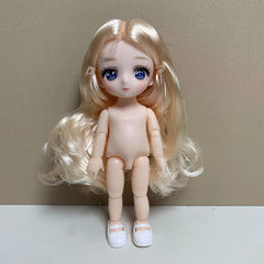 16cm Girl Doll 1/8 BJD Doll with Movable Joints Nude Body And Realistic Eyes