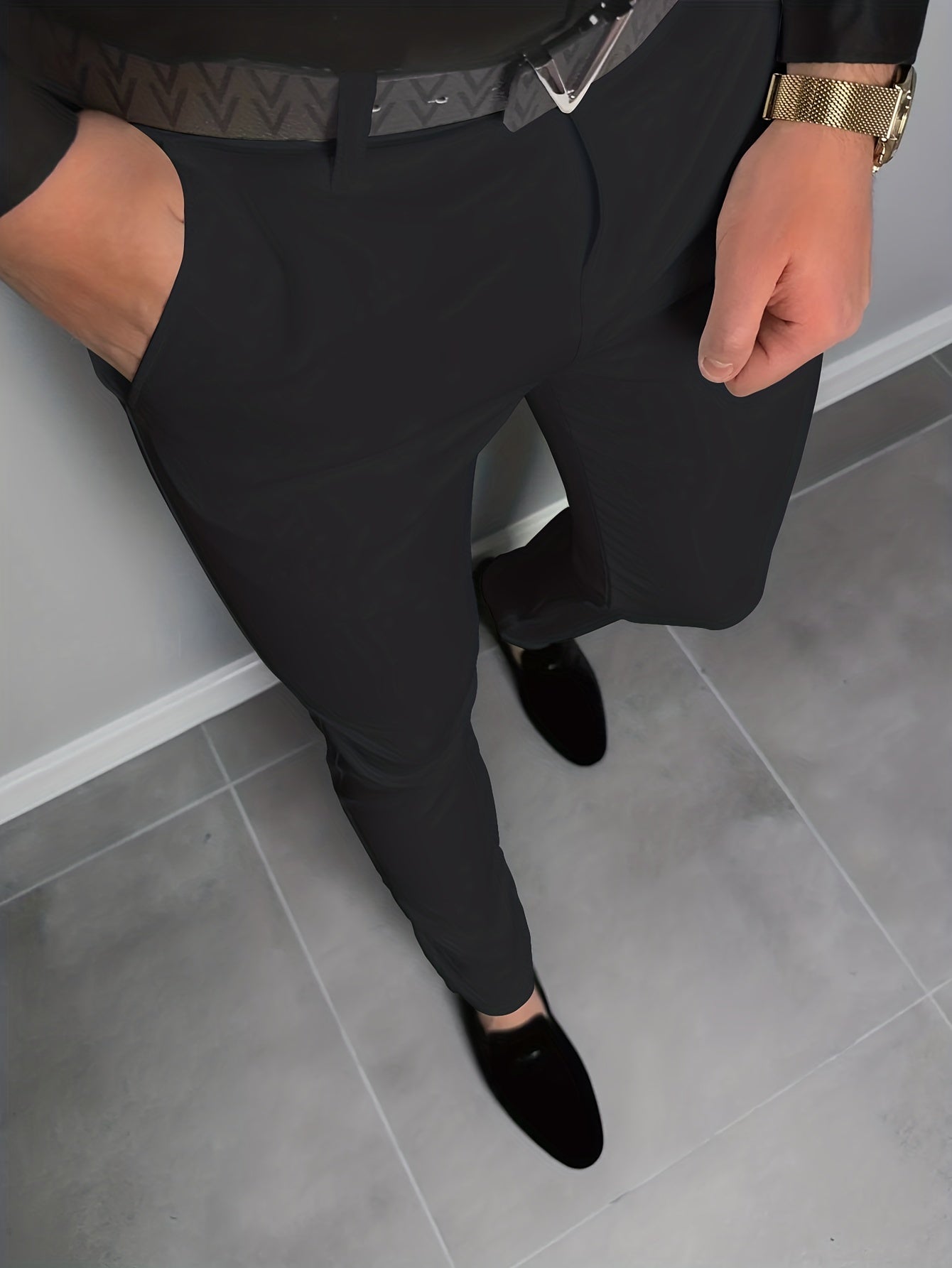 Slim Fit Stretch Dress Pants Men Semi-Formal Business Slacks