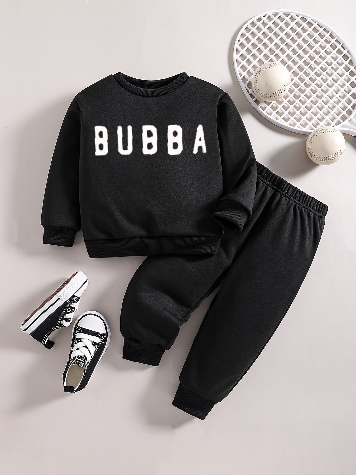 Baby Boy Letter Graphic Sweatshirt Pants Set Kids Clothes
