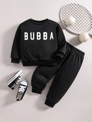 Baby Boy Letter Graphic Sweatshirt Pants Set Kids Clothes