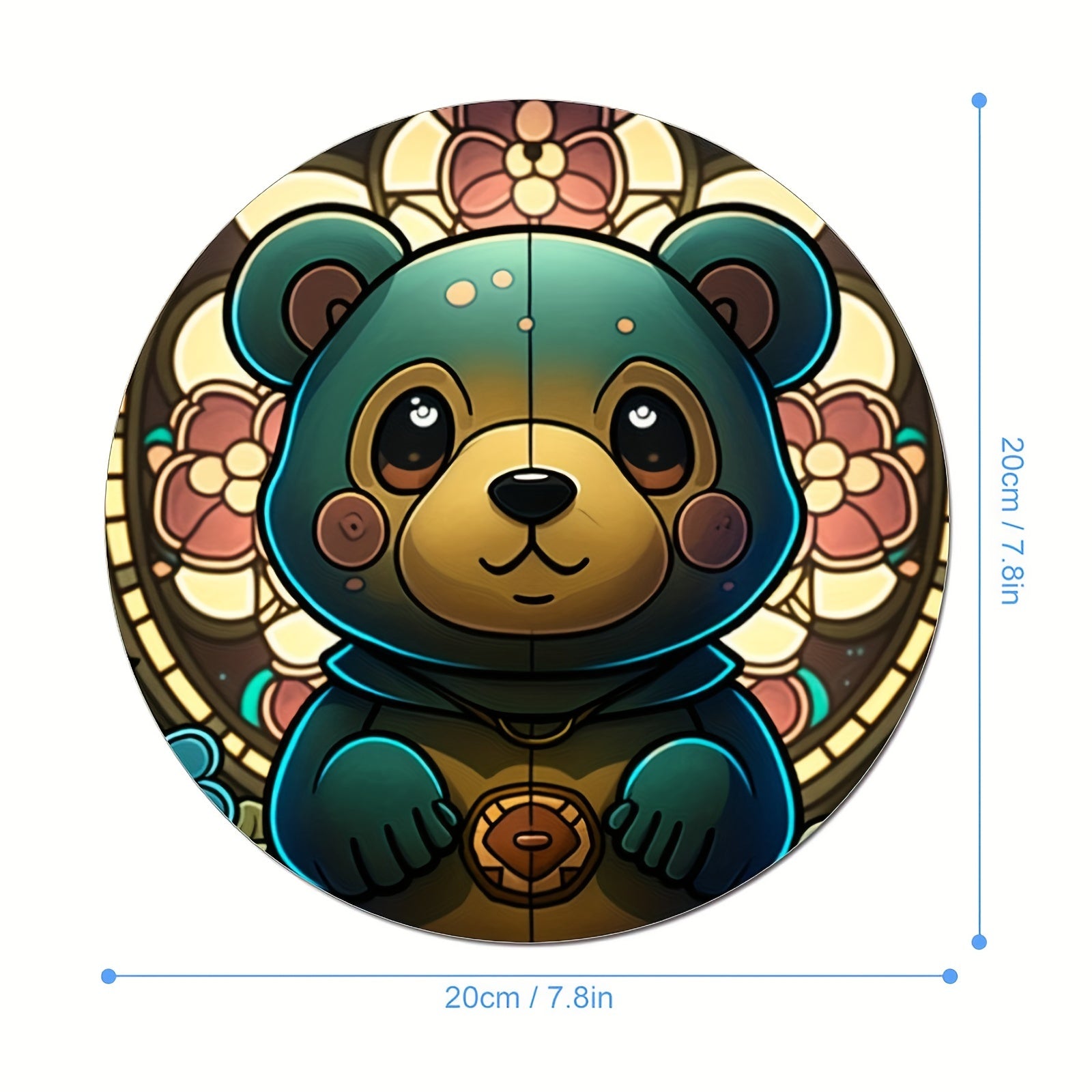 Bear Round Mouse Pad Small Size 7.87X7.87X0.1 Inch