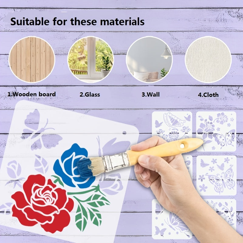 12pcs Butterfly Theme Painting Stencil Wall Sticker DIY Hand painted Template