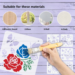 12pcs Butterfly Theme Painting Stencil Wall Sticker DIY Hand painted Template