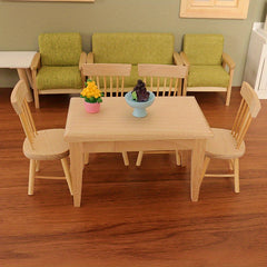 Dollhouse Dining Chair Brown Wood Grain Compact Size for Accessories