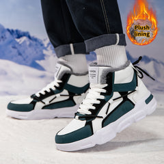 Men's Color Block High Top Snow Boots Warm Plush Lining