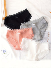 4pcs Girls Lace Trim Elastic Waist Briefs for Girls 12-15 Years
