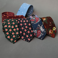 Men's Flower Print Necktie For Wedding Party And Daily Use