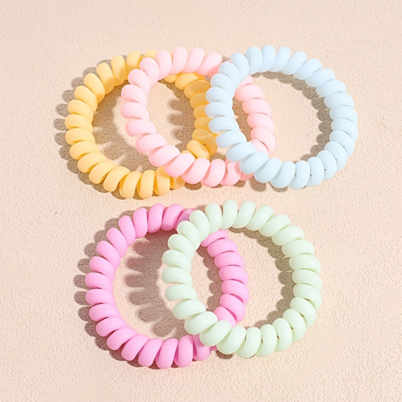 Solid Telephone Wire Scrunchie Elastic Hair Tie Accessory