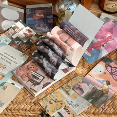 Retro Collage Paper for DIY Greeting Card and Journal, Romantic Notes