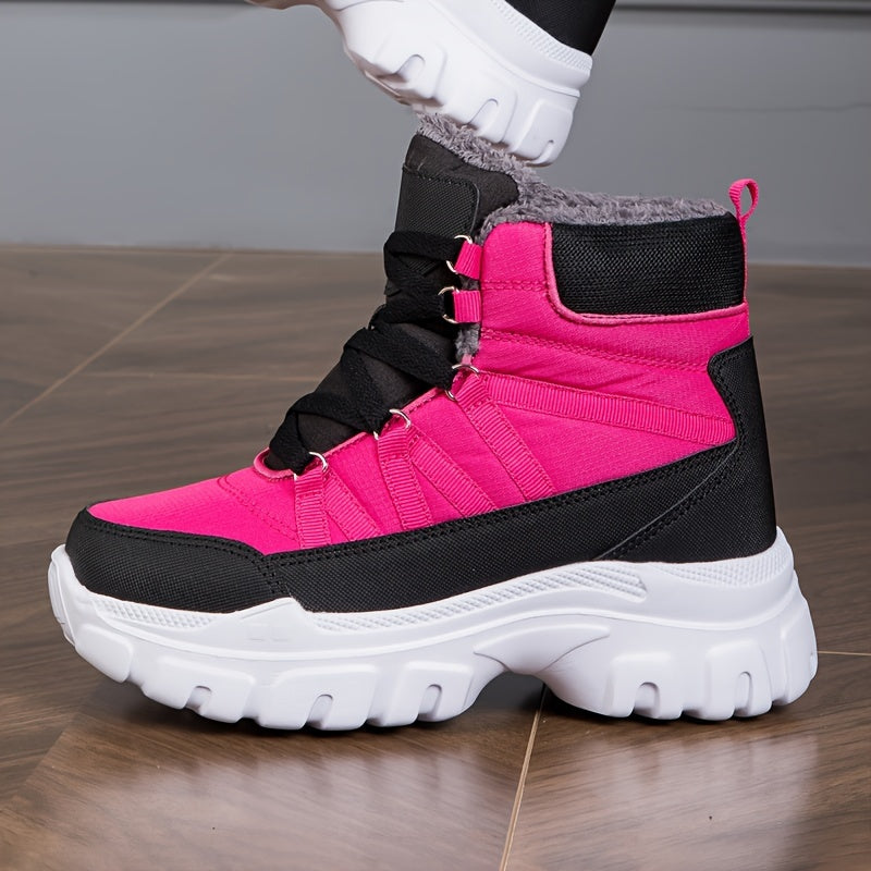 Waterproof Winter Snow Boots For Women Lace up Height Increased Platform