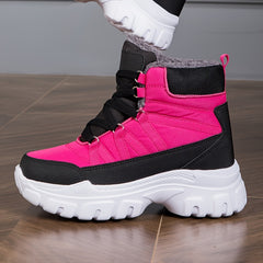 Waterproof Winter Snow Boots For Women Lace up Height Increased Platform