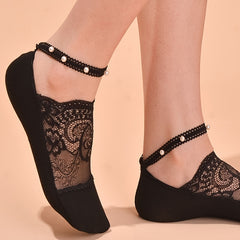 Pearl Lace Socks Thin Breathable Invisible Socks Lace Strappy Women's Stockings