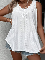Eyelet Embroidery Applique Stretch Tank Top