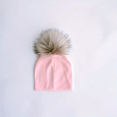 Faux Fur Pom Pom Baby Hat for Newborn Photos