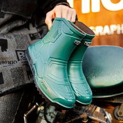 Men's Mid Top Rain Boots Outdoor Galoshes