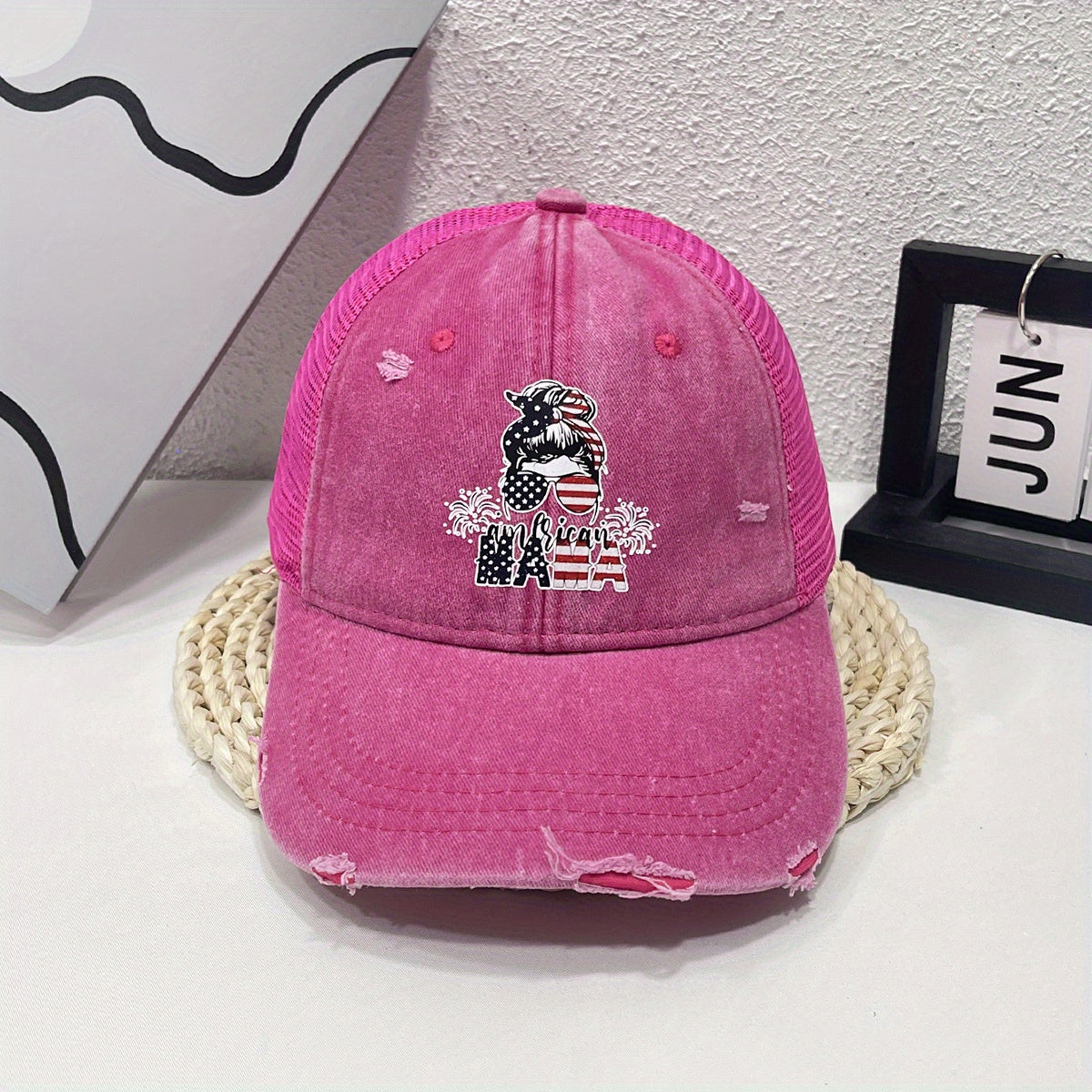 MAMA Flag Baseball Cap Vintage Washed Distressed Dad Hat