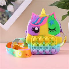 Unicorn Shoulder Bag for Girls - Pop Fidget Toy for Anxiety Relief