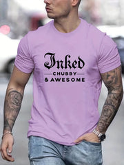Men's Chubby & Awesome Print T-shirt for Summer Outdoor