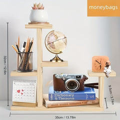 Wooden Desktop Shelf for Home Office Decoration