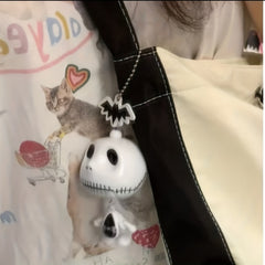 Funny Pull Cord Skeleton Key Chain Halloween Skeleton Pendant Party Decoration