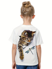 Kids 3D Cat Print T-shirt Short Sleeve Tees Summer Clothes