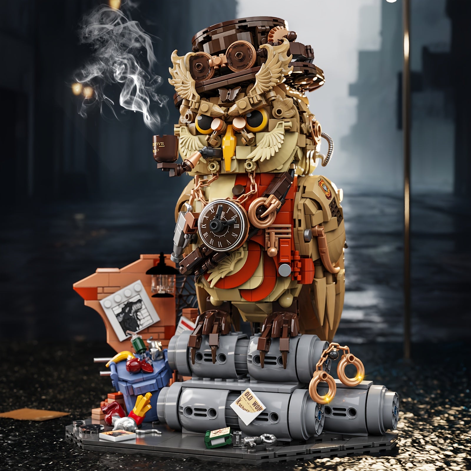 Magic Owl Building Blocks Set Detective Owl MOC Collection Bird Model Kit