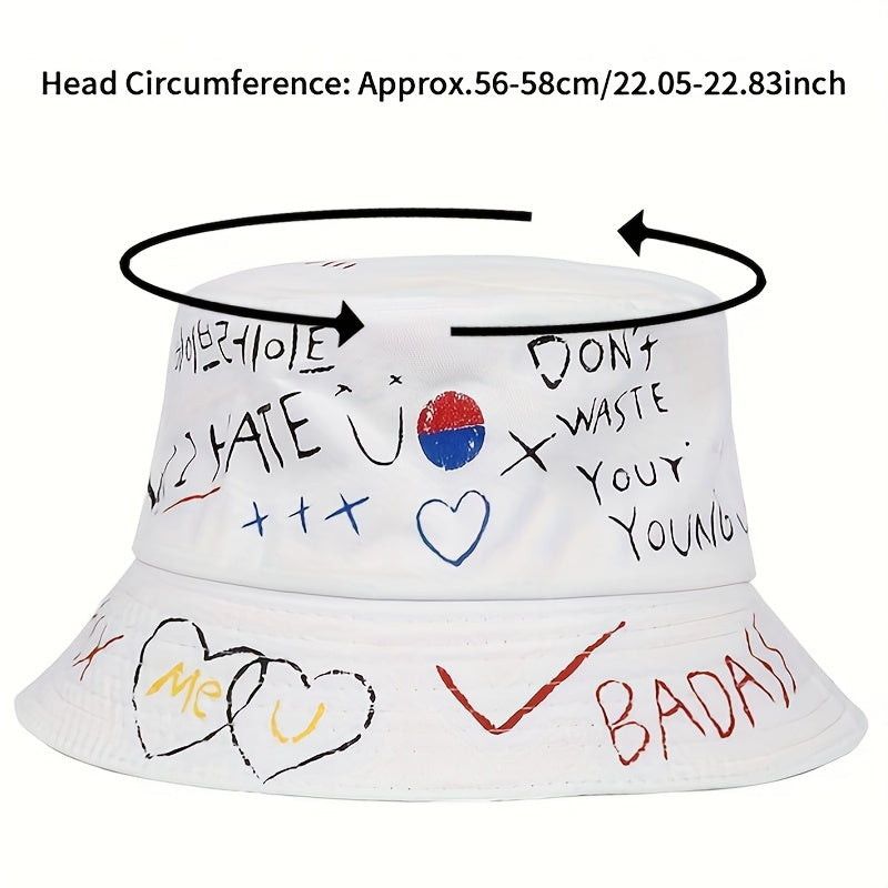 Hip Hop Graffiti Bucket Hat UV Protection Couple Sun Hat
