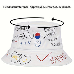 Hip Hop Graffiti Bucket Hat UV Protection Couple Sun Hat