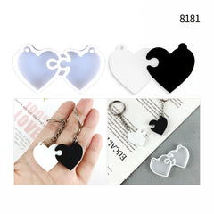 Puzzle Heart Silicone Keychain Mold DIY Jewelry Pendant Making Tool