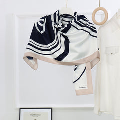 Matte Silk Print Circle Double Ring Scarf