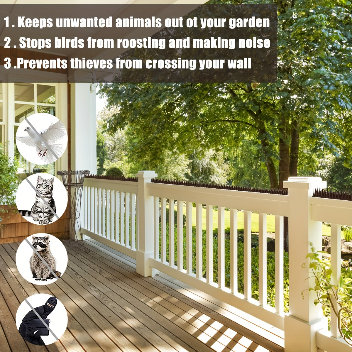 12pcs Fence Wall Spikes Bird Cat Deterrent Security