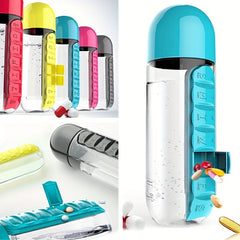 600ml Water Cup with Medicine Box, Lightweight Bottle for Fitness & Outdoor