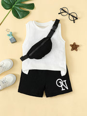 Boys Casual T shirt & Shorts Set with Crossbody Bag - Summer Holiday Party