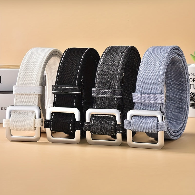 Square Buckle Casual Cloth Belt Solid Sports Belt Unisex