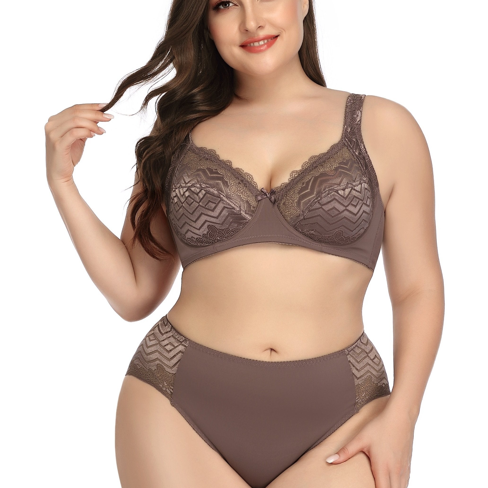 Contrast Lace Push Up High Waist Lingerie Set