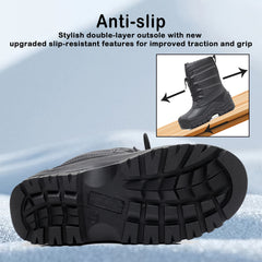 Boy's Cozy High Top Snow Boots Warm Fleece Plush Comfy Outdoor Hiking Shoes
