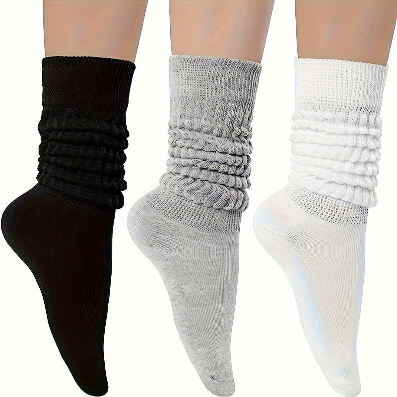 3 Pairs Slouch Socks Women Men Knee High Scrunch Winter Socks
