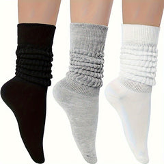 3 Pairs Slouch Socks Women Men Knee High Scrunch Winter Socks